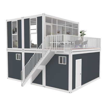 BOX SPACE 2 andares Container de embarque de 40 pés Casa com garagem Luxo Modular Container de embarque Casa 2 Camas Design