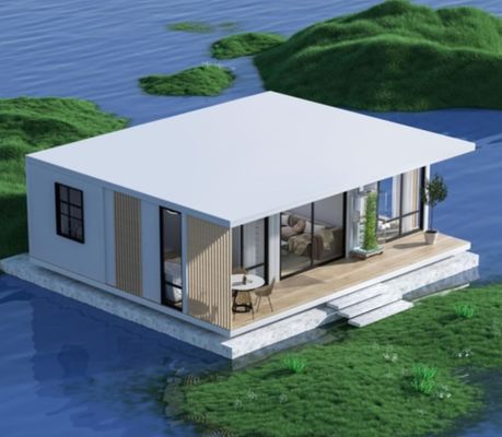 Container de transporte moderno personalizado Casa com parede de vidro e terraço Parede de isolamento de lã de rocha