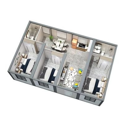 Casas de contêineres de embarque Casas portáteis minúsculas com banheiro e cozinha Casas com isolamento