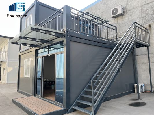 Boxspace 20ft Off-Grid Container Casas 2 andares Container móvel Escritório Casa Prefabricada Pequena Para Apartamento de Aluguel